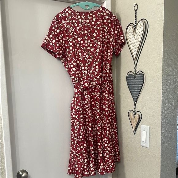 Floral Red Wrap Dress - Picture 9 of 14